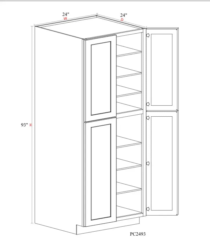 Shaker White Oven & Pantry Cabinet SW-PC2493 — Tree Cabinetry product image