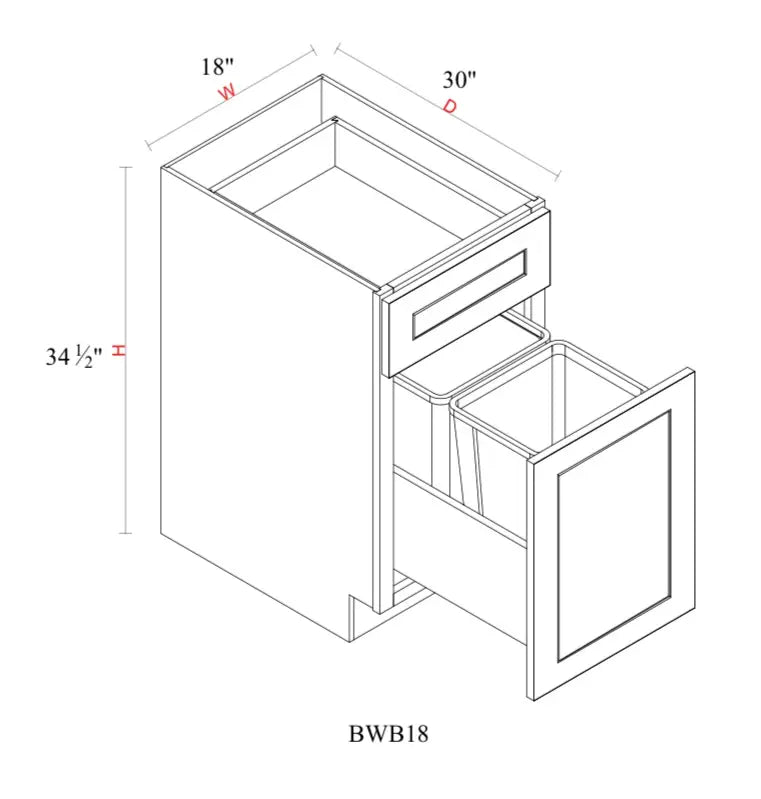 Shaker White Base Cabinet SW-BWB18 — Tree Cabinetry product image