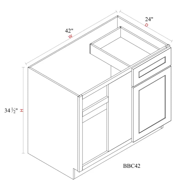 Shaker White Base Cabinet SW-BBC42 R/L — Tree Cabinetry product image