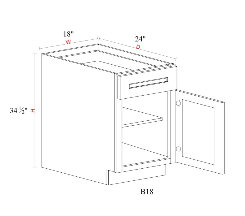 Matcha Fancy Shaker Base Cabinet MFS-B18 — Tree Cabinetry product image