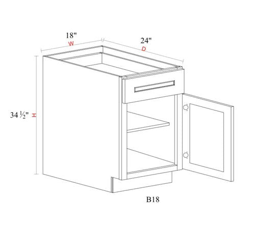 Matcha Fancy Shaker Base Cabinet MFS-B18 — Tree Cabinetry product image