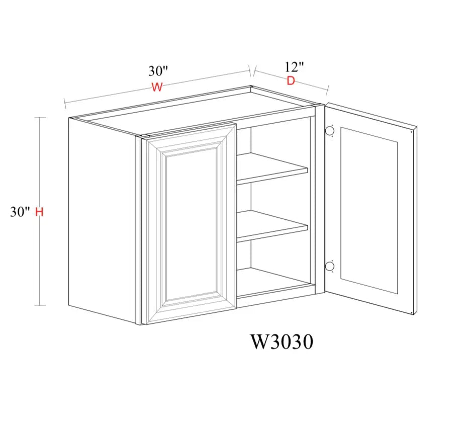 Safari Fancy Shaker Wall Cabinet SFS-W3030 — Tree Cabinetry product image