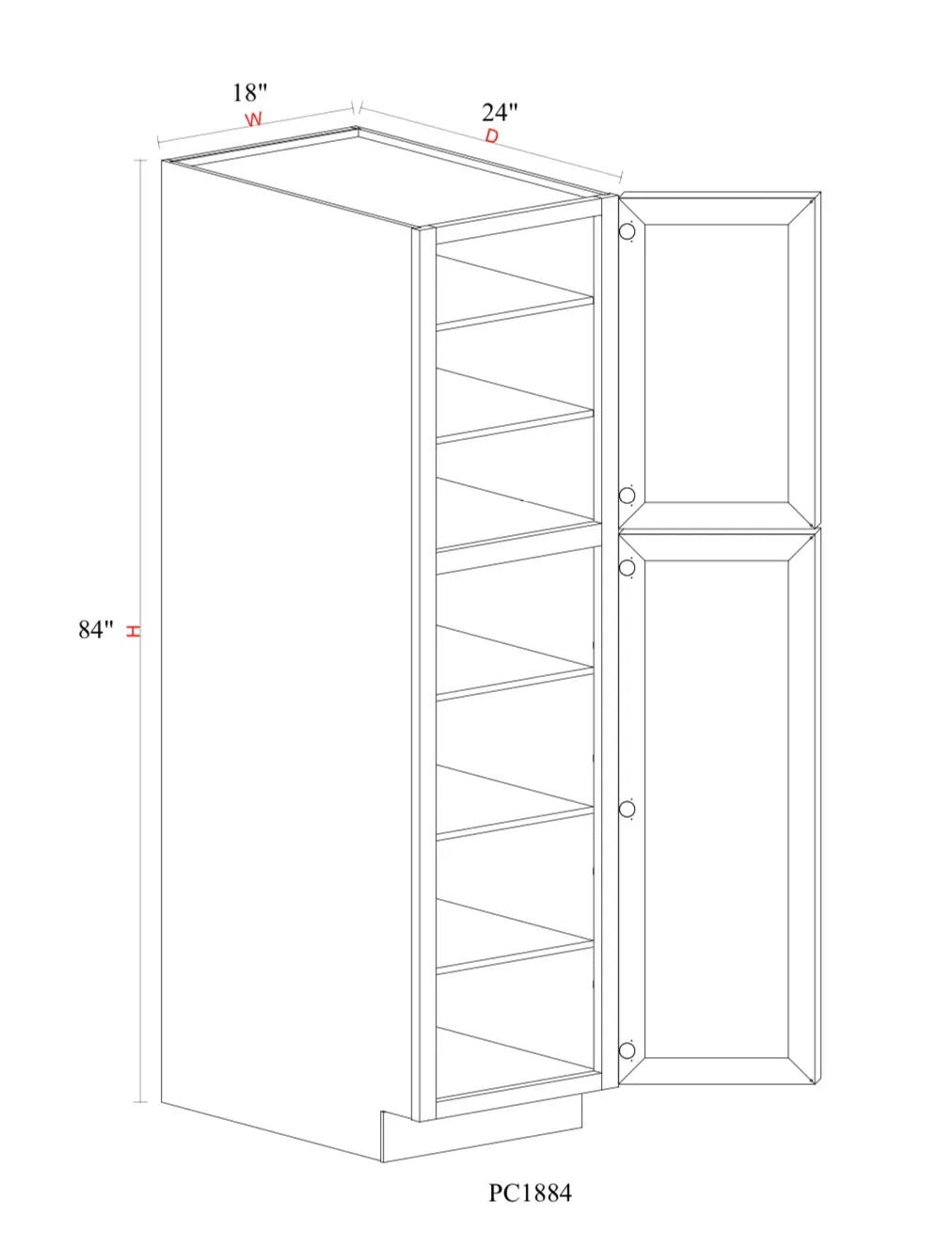 Matcha Fancy Shaker Oven & Pantry Cabinet MFS-PC1884 — Tree Cabinetry product image