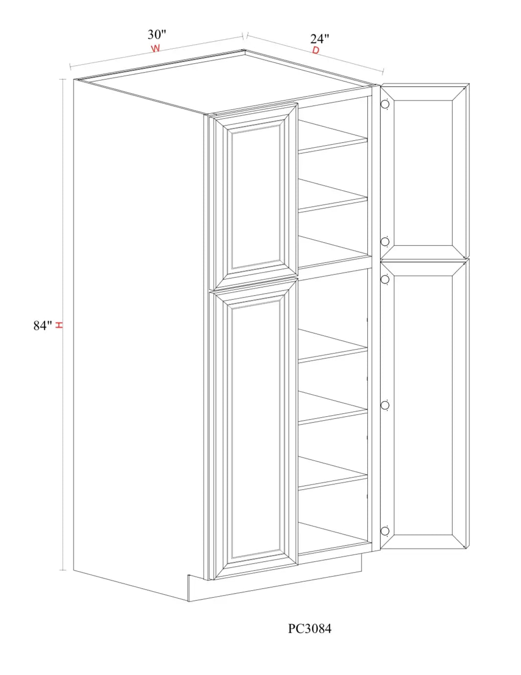 Safari Fancy Shaker Oven & Pantry Cabinet SFS-PC3084 — Tree Cabinetry product image