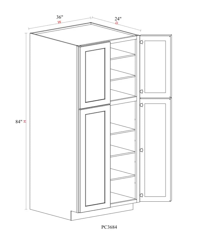 Shaker White Oven & Pantry Cabinet SW-PC3684 — Tree Cabinetry product image