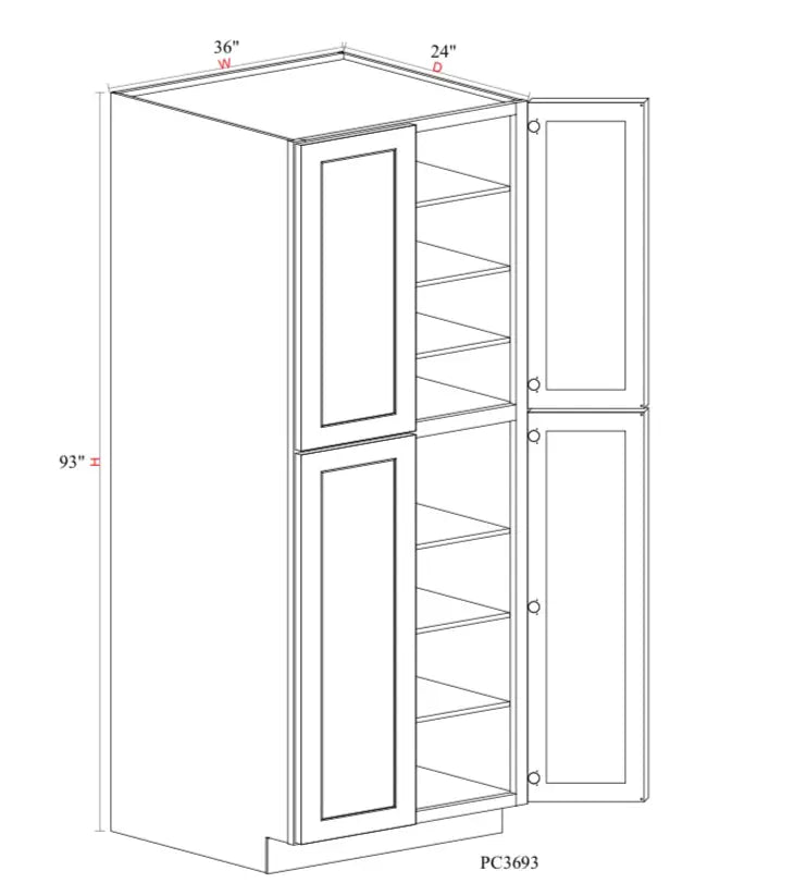 Shaker White Oven & Pantry Cabinet SW-PC3693 — Tree Cabinetry product image