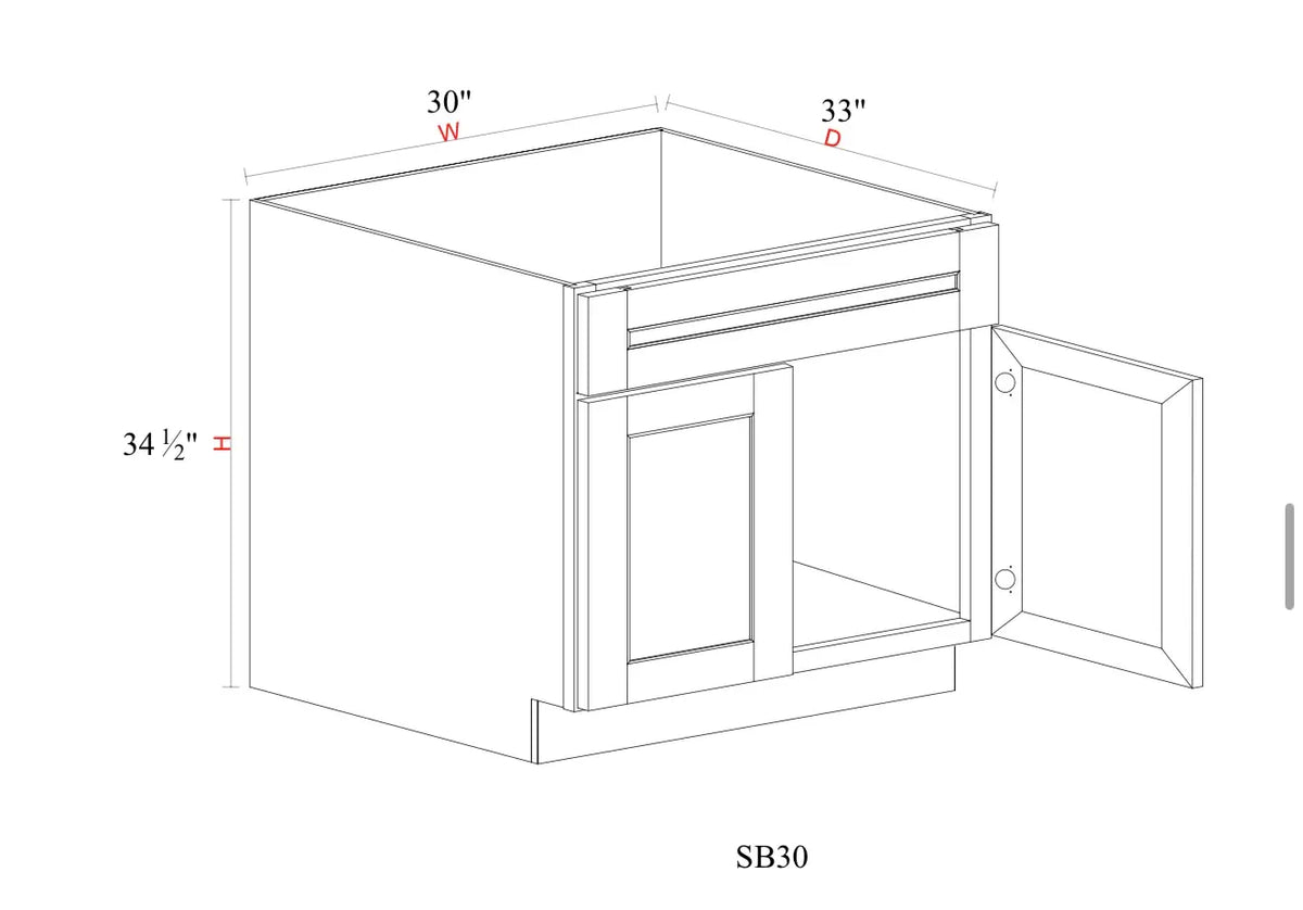 Whipped Cream Fancy Shaker Base Cabinet WCFS-SB30 — Tree Cabinetry product image