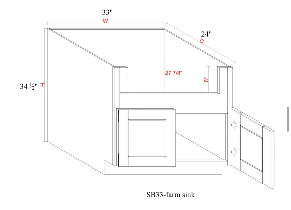 Safari Fancy Shaker Base Cabinet SFS-FSB33 — Tree Cabinetry product image