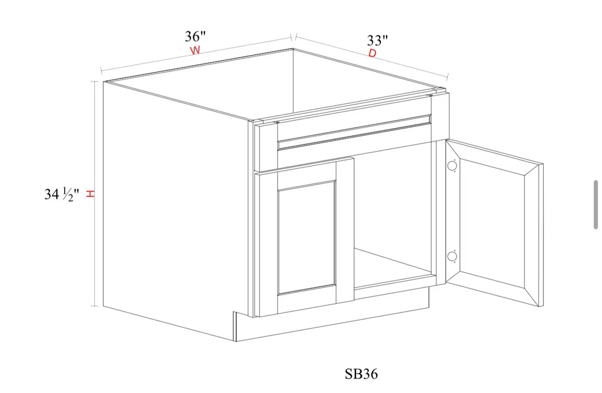 Safari Fancy Shaker Base Cabinet SFS-SB36 — Tree Cabinetry product image