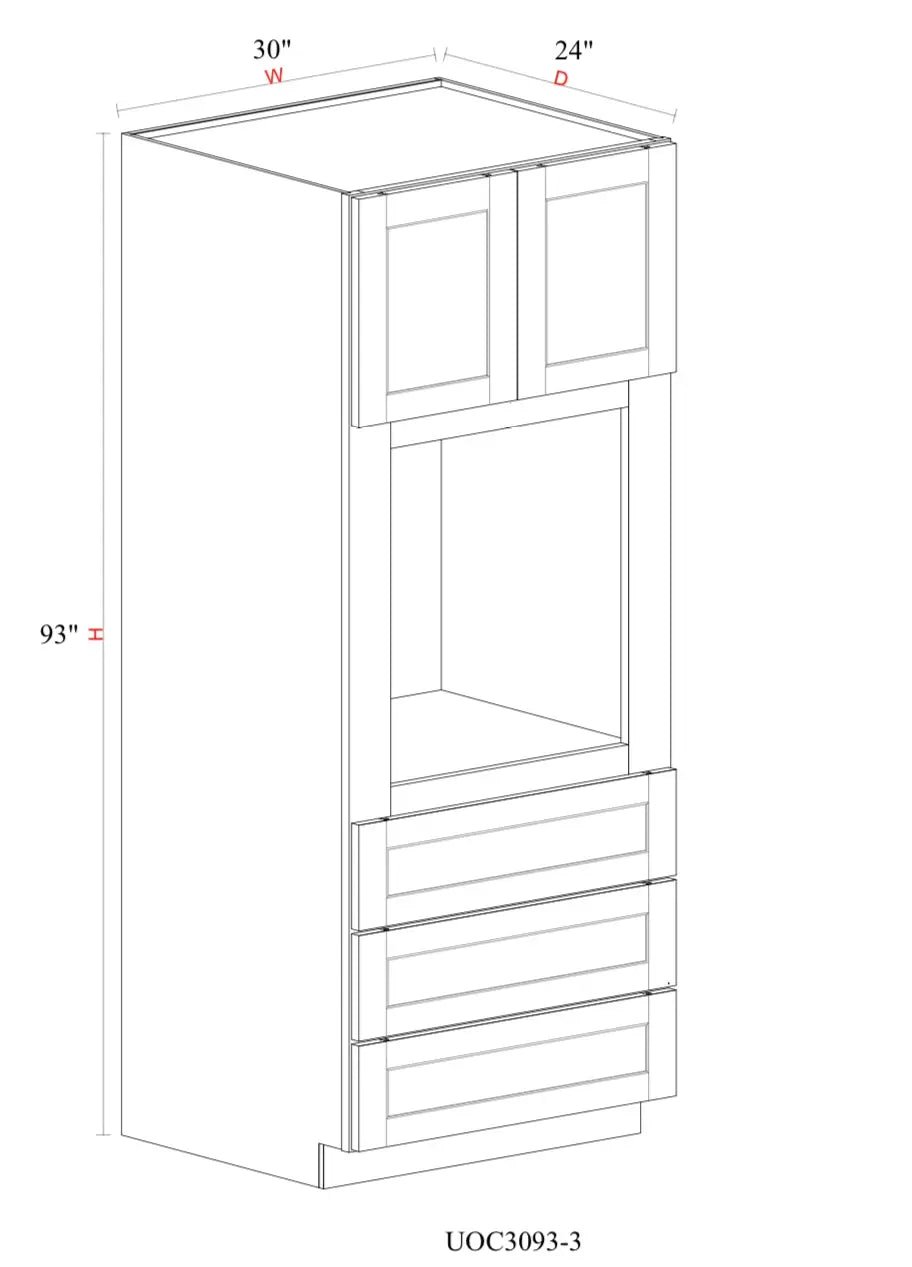 Shaker White Oven & Pantry Cabinet SW-UOC3093-3 — Tree Cabinetry product image