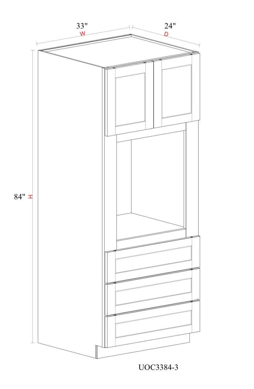 Matcha Fancy Shaker Oven & Pantry Cabinet MFS-UOC3384-3 — Tree Cabinetry product image
