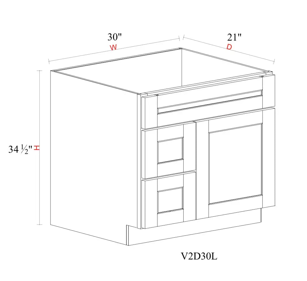 Shaker White Vanity SW-V2D30L — Tree Cabinetry product image