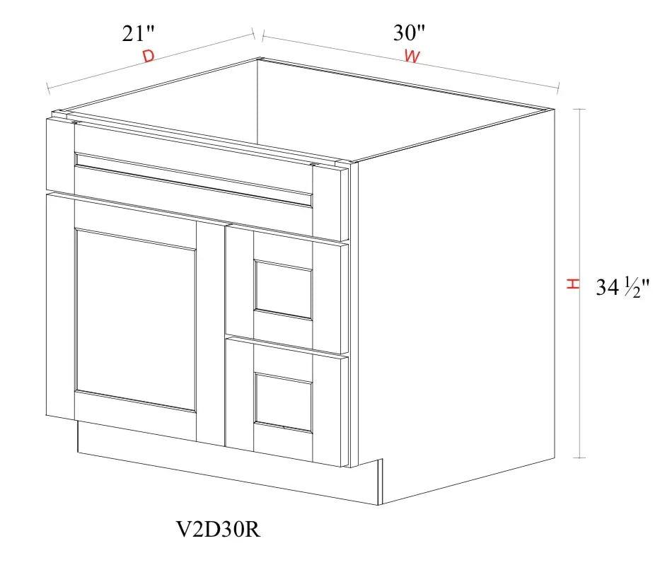 Whipped Cream Fancy Shaker Vanity WCFS-V2D30R — Tree Cabinetry product image