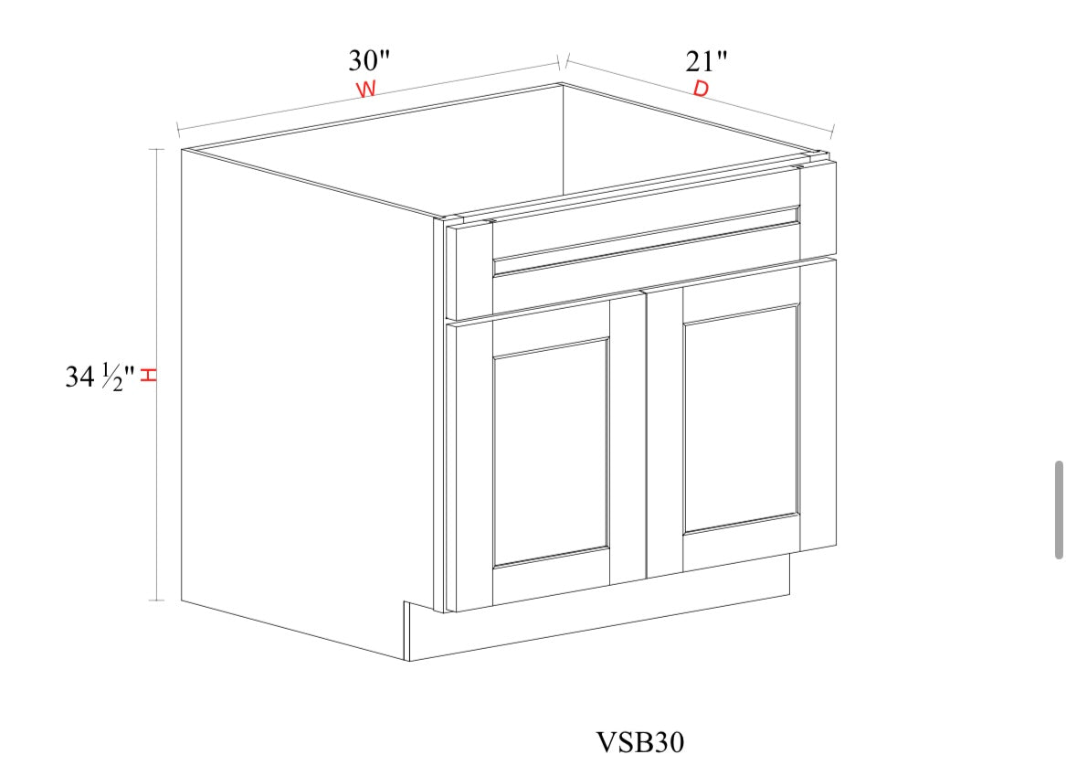 Whipped Cream Fancy Shaker Vanity WCFS-VSB30 — Tree Cabinetry product image