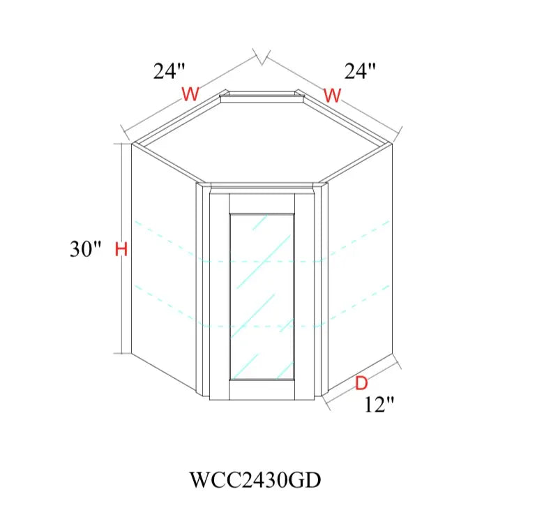 Whipped Cream Fancy Shaker Wall Cabinet WCFS-WDC2430GD — Tree Cabinetry product image