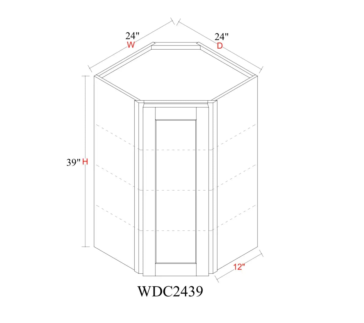 Safari Fancy Shaker Wall Cabinet SFS-WDC2439 — Tree Cabinetry product image