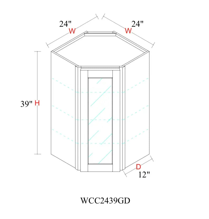 Matcha Fancy Shaker Wall Cabinet MFS-WDC2439GD — Tree Cabinetry product image