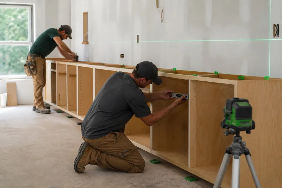 Cabinet installer completing a project